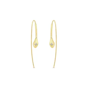 14k Diamond Snake Head Wire Threader Earrings