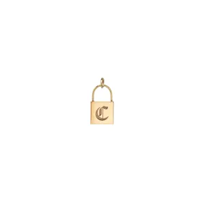 14k Single Old English Initial Letter Large Padlock Charm