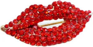 1Pc Red Small Crystal Lip Kiss Brooches Pin Women Alloy Enamel Rhinestone Collar Corsage Jewelry Valentine's Day Gifts,Brooches and Pins,Small in Size and Light in Weight,Women's Brooches and Pins