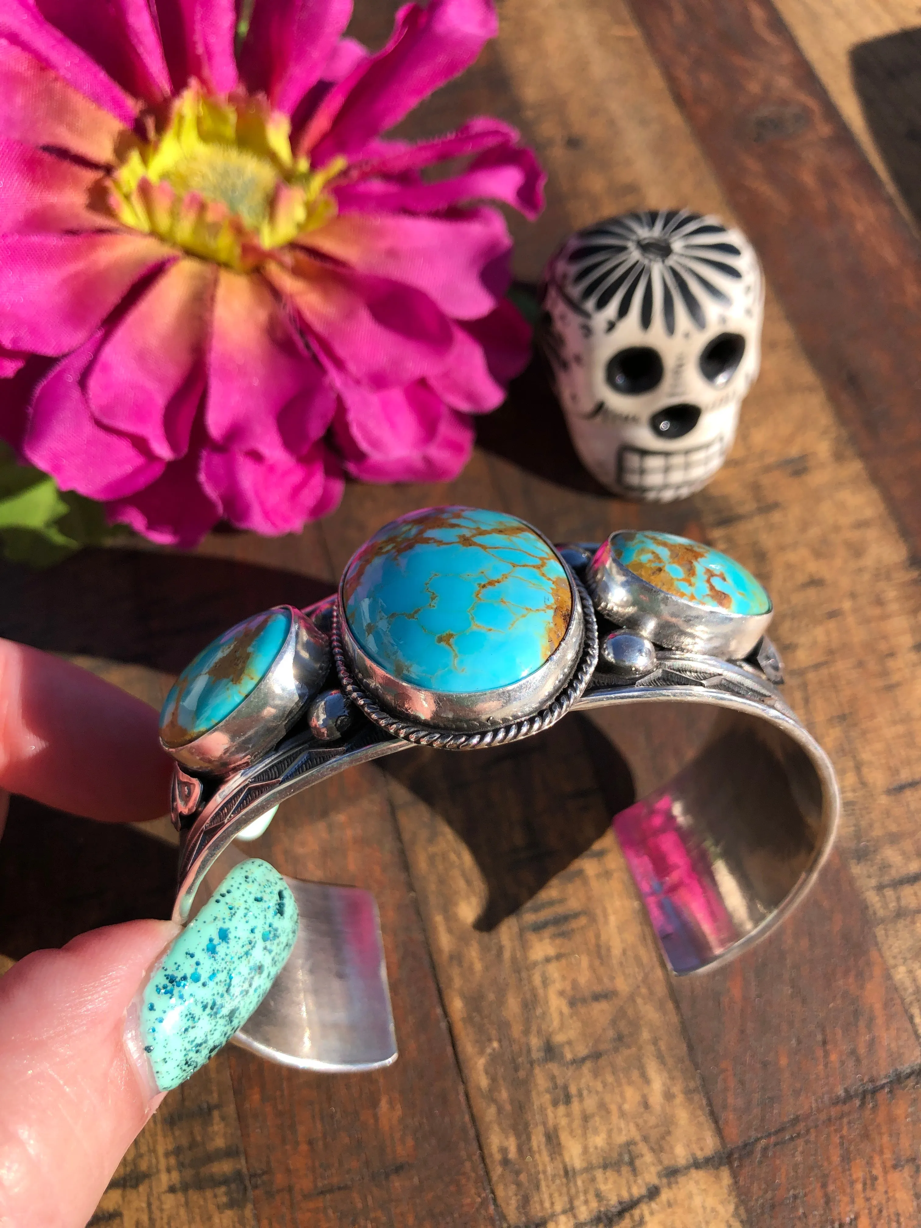 3 Stone Kingman Turquoise Cuff