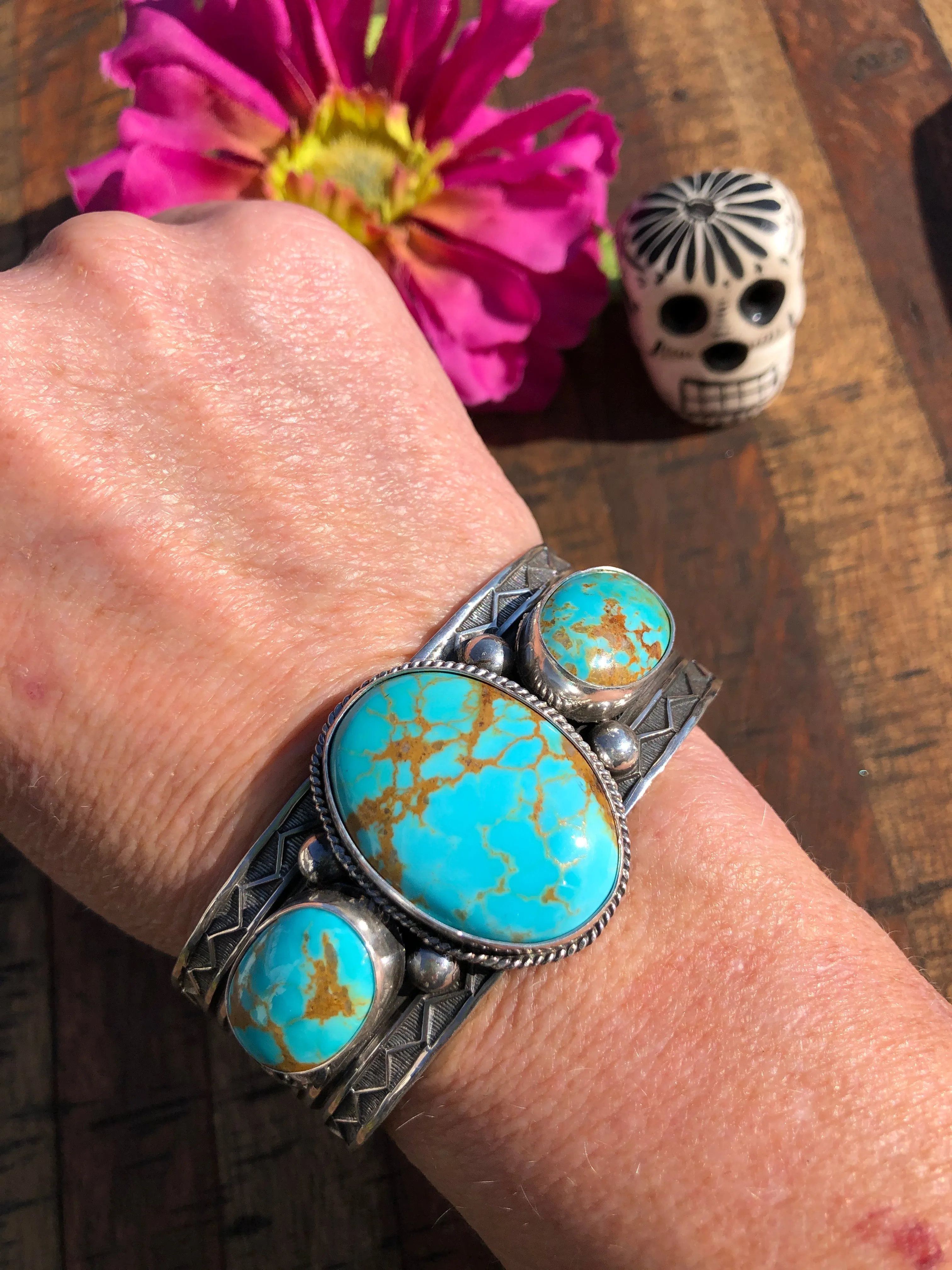 3 Stone Kingman Turquoise Cuff