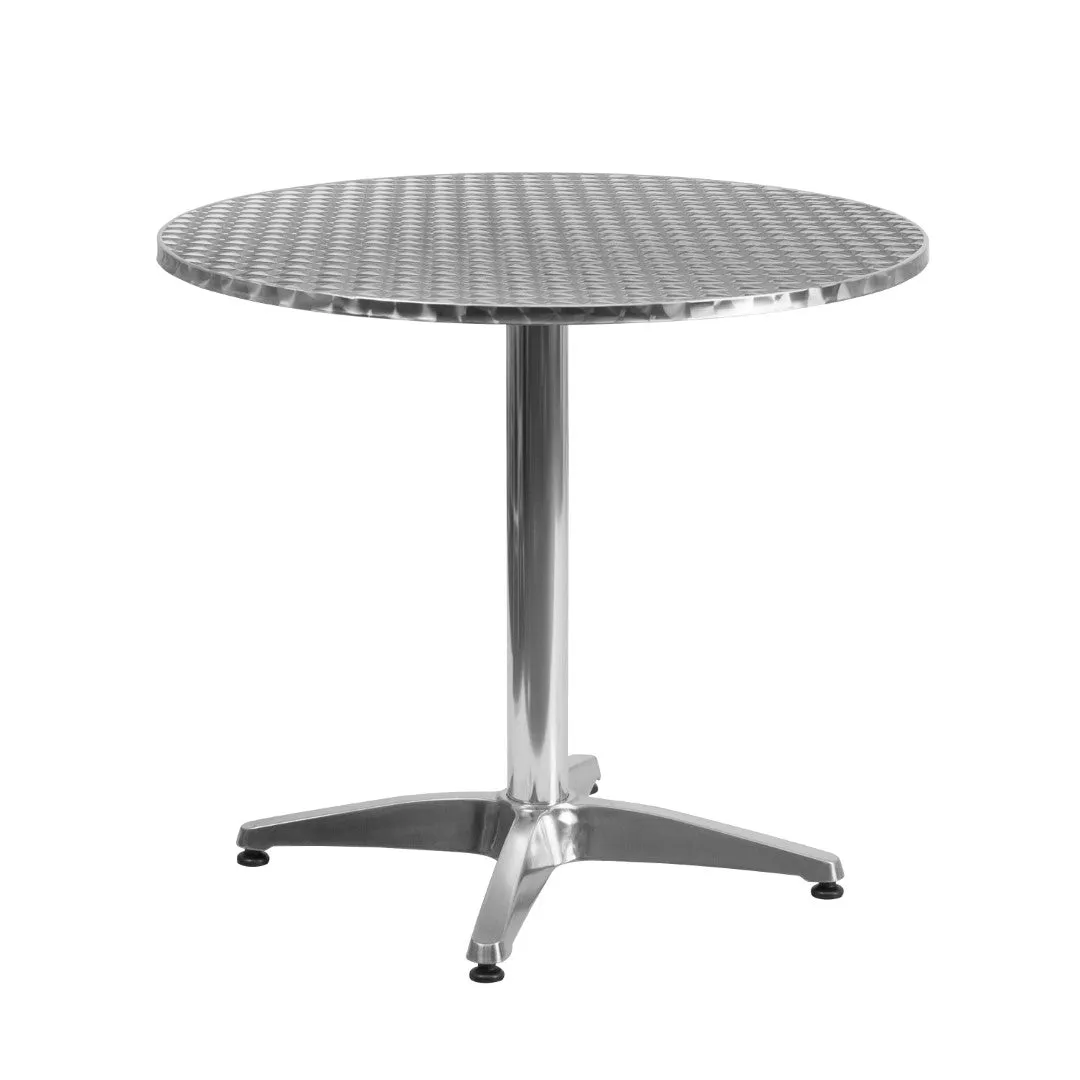 31.5'' Round Aluminum Table Set with 2 Rattan Chairs - Commercial Grade