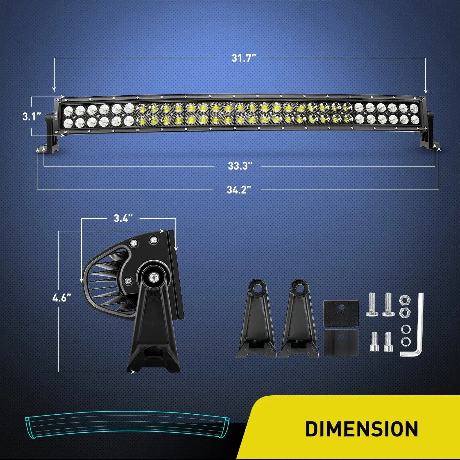 32 Inch 180W Double Row Black Curved Spot Flood LED Light Bar