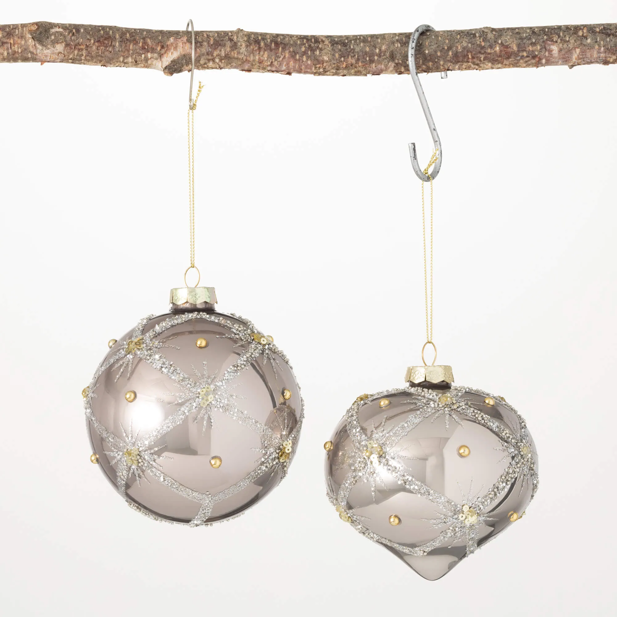 4"H Sullivans Gem Snowflake Ornament - Set of 2, Multicolored Christmas Ornaments