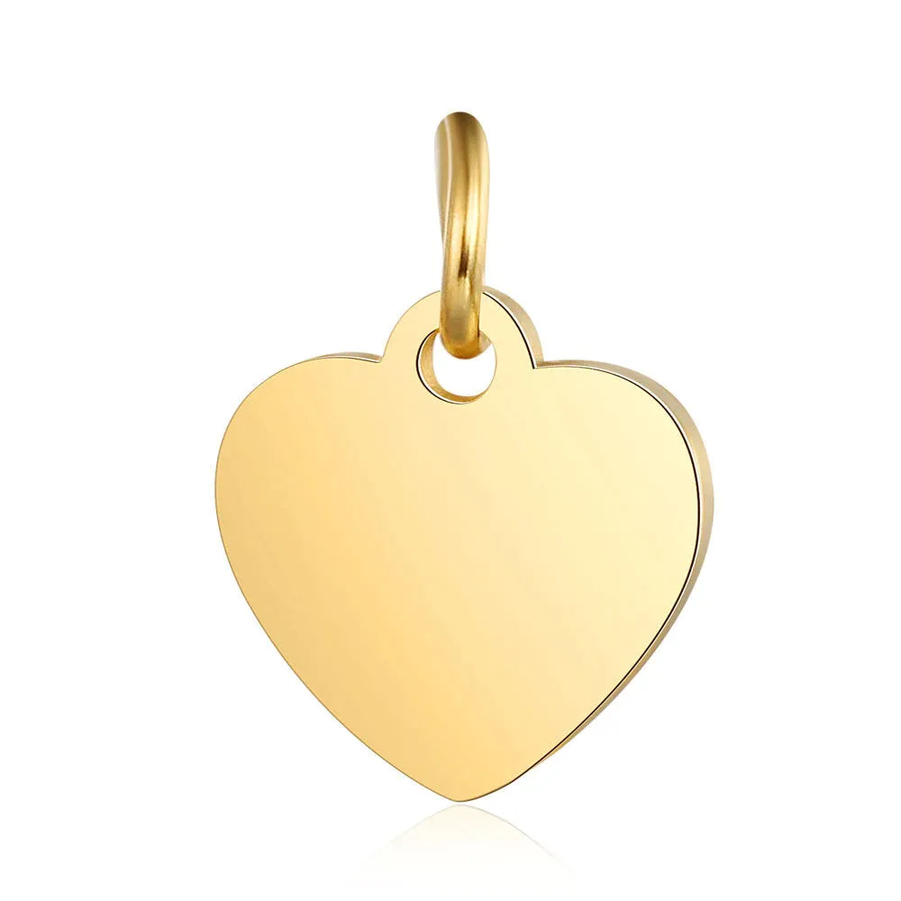 5 Pcs Custom Charms - Laser Engraved Stainless Steel Charms - Personalized Heart Charms - Customized Round Steel Pendant - Jewelry Making