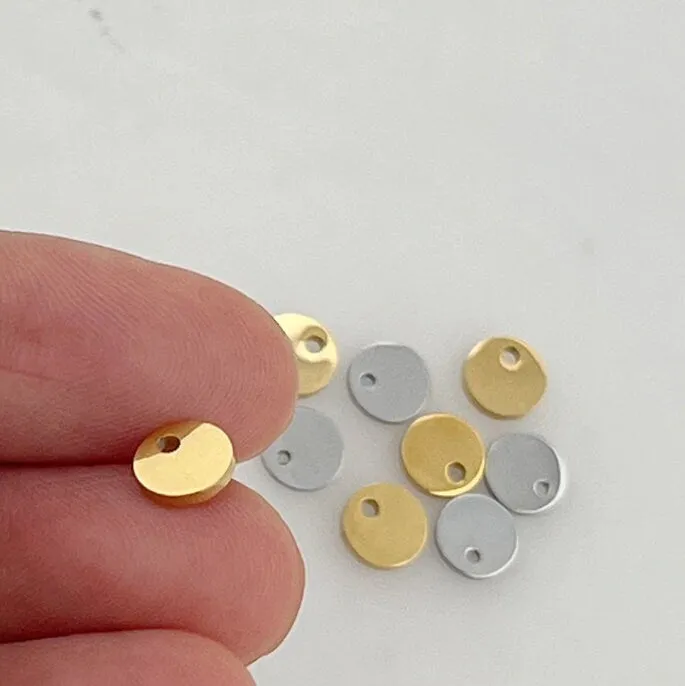 50 Custom Stainless Steel Charm, Round Gold Silver Personalized Charm, Logo Charm Beads, Laser Engraved Charm For Jewelry Bracelets Making