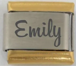 9mm Engraved Name/Word Italian charm (Gold edge)