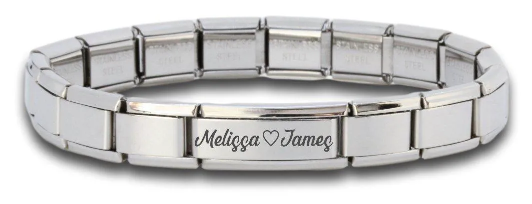 9mm Superlink Engraved Italian Charm Bracelet