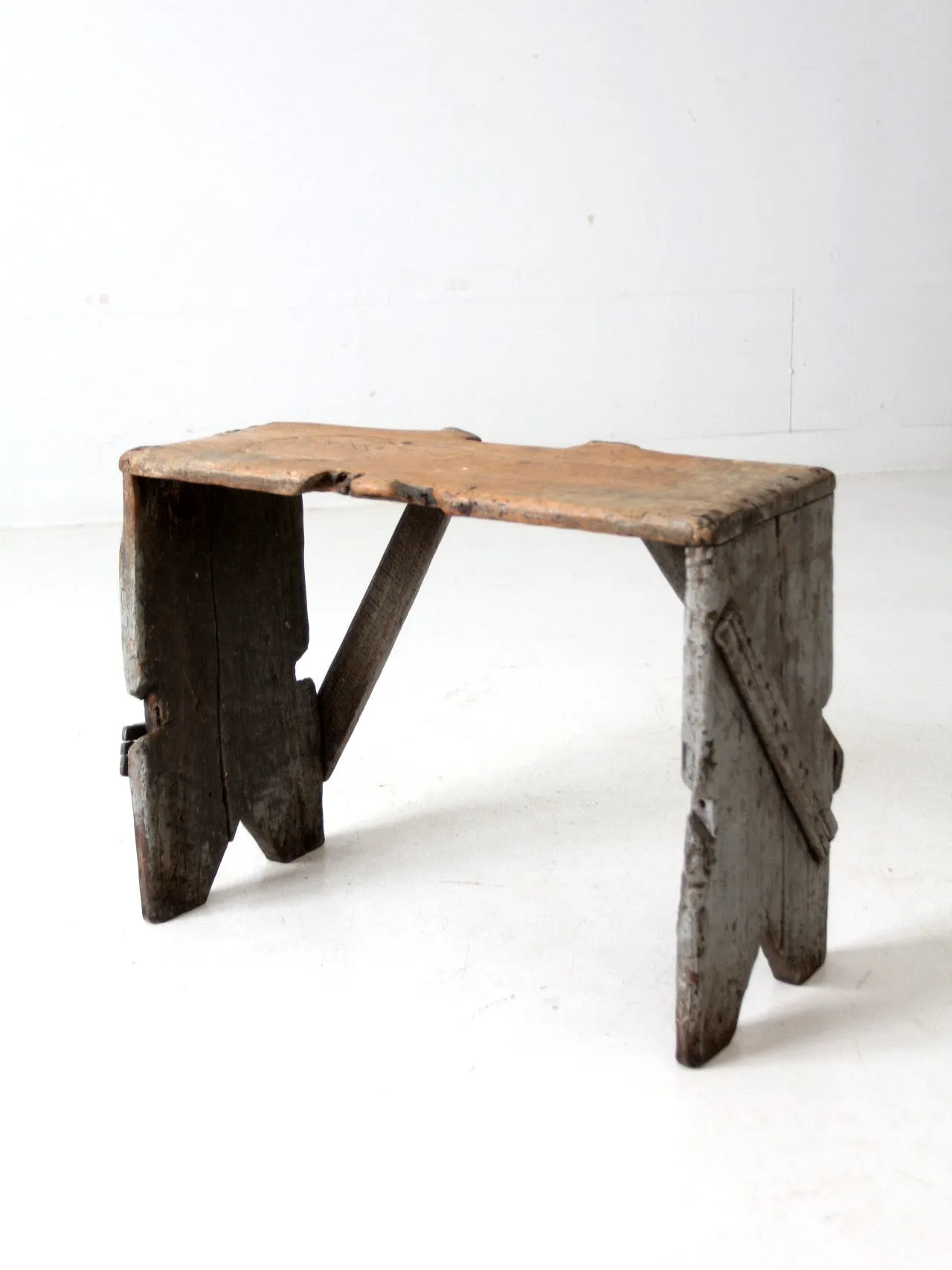 antique primitive bench stool
