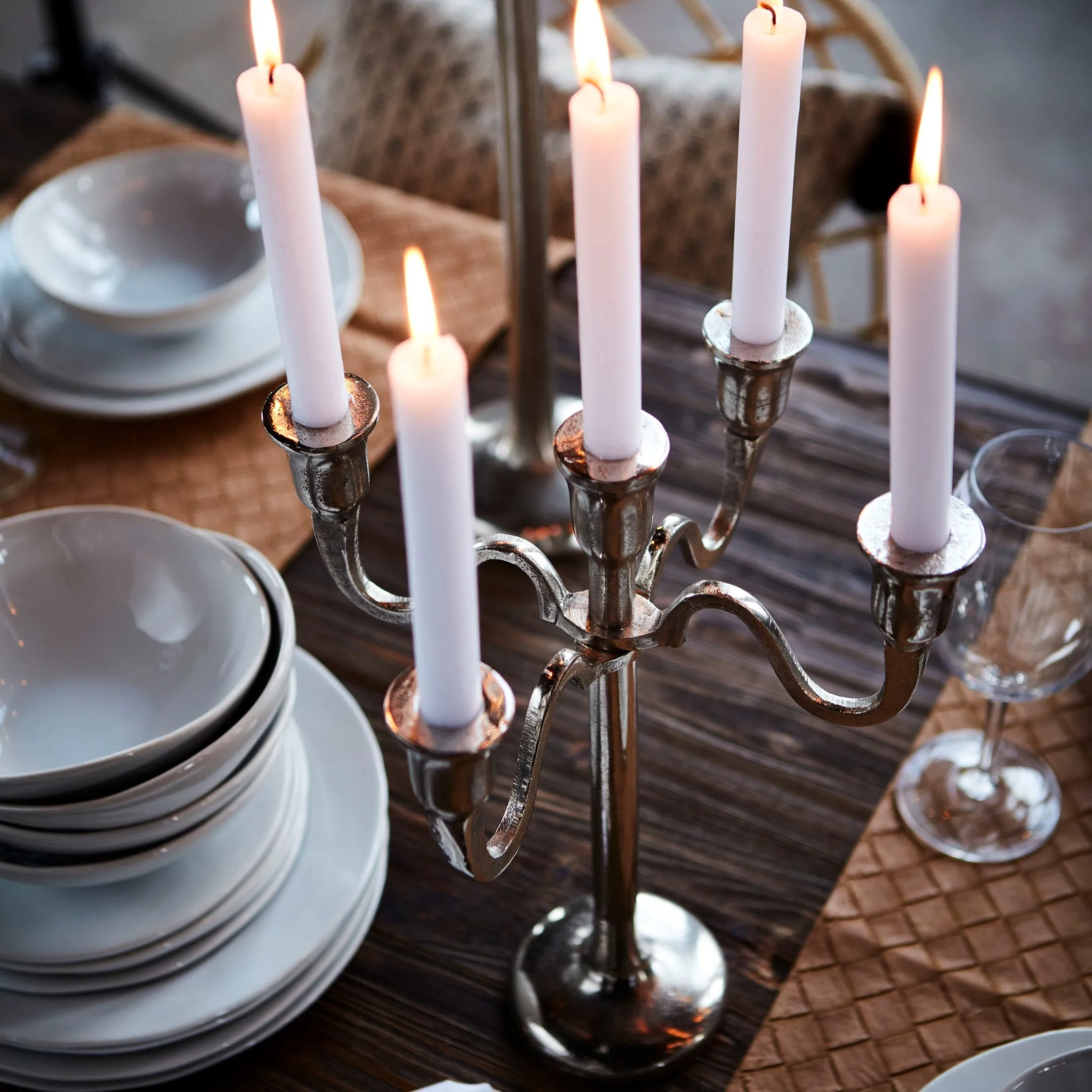 Antique Silver Metal Candelabra - Three Sizes