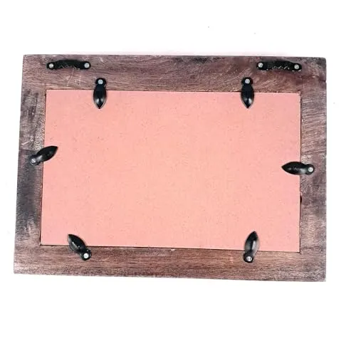 Apka Mart The Online Shop Wooden Jharokha Frame With Mirror Wall Hanging | Antique Finished Handcrafted Rustic Mirror Jharokha - Home, Wall Decor, Living room, Entrance Decoration & Gifts - 9 Inch