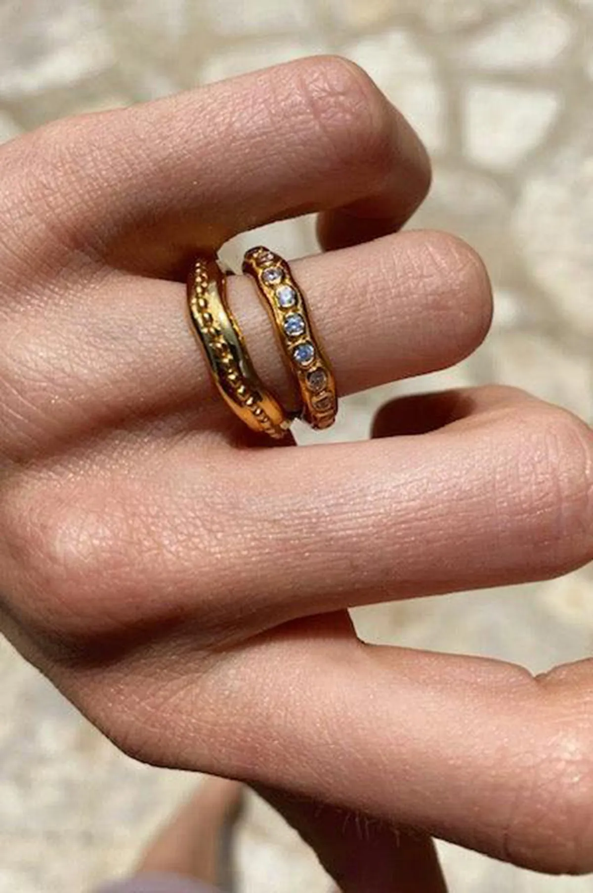Astri Gold Stacking Ring Clear