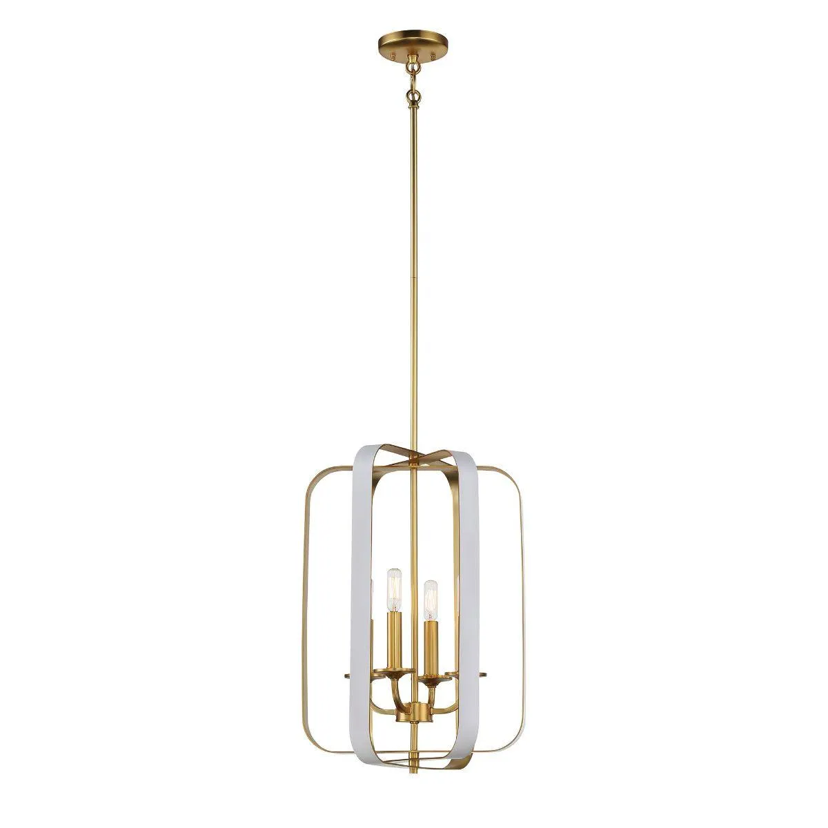 Aureum 14 in. 4 Lights Pendant Light Matte White & Gold Finish