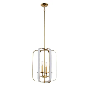 Aureum 14 in. 4 Lights Pendant Light Matte White & Gold Finish
