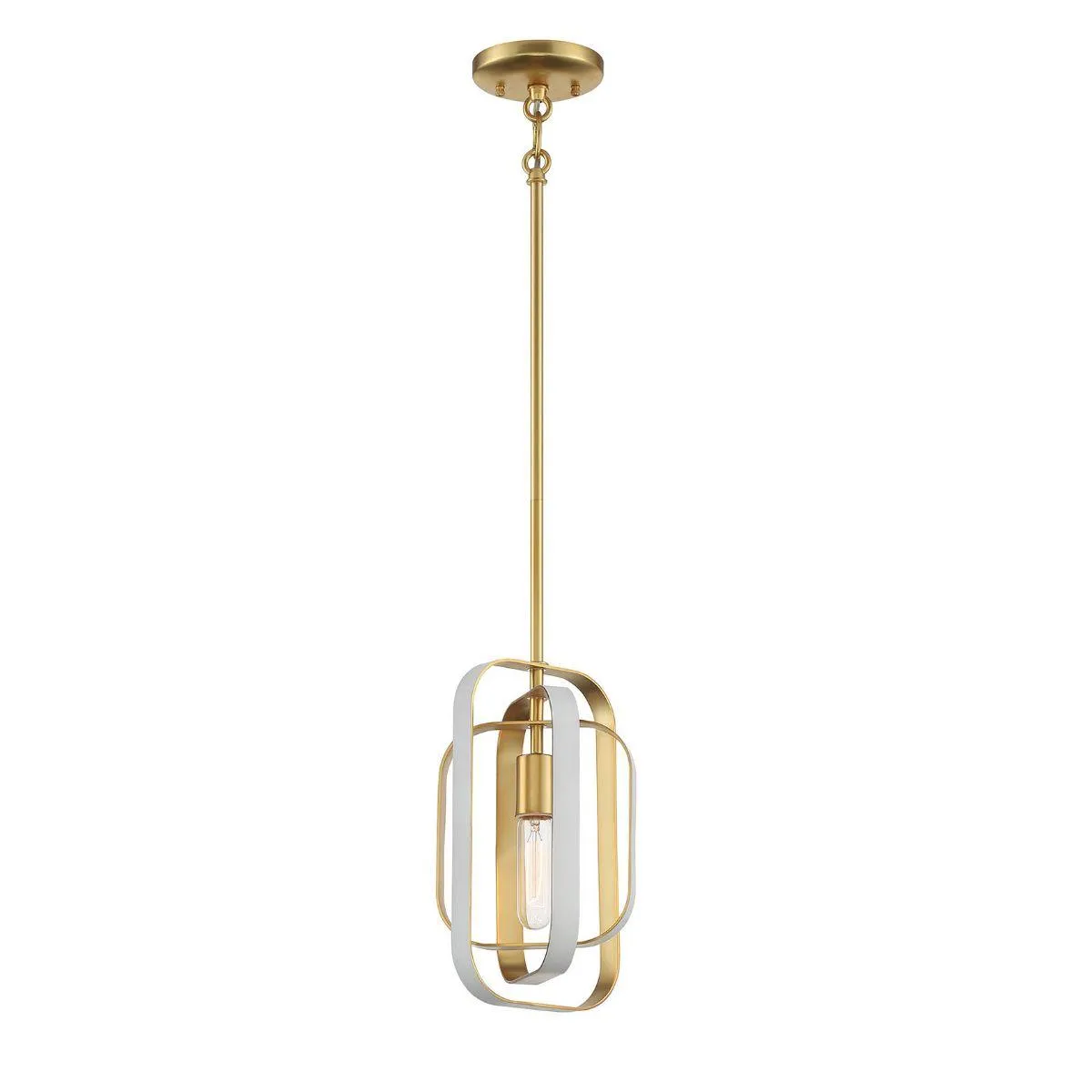 Aureum 7 in. Pendant Light Matte White & Gold Finish