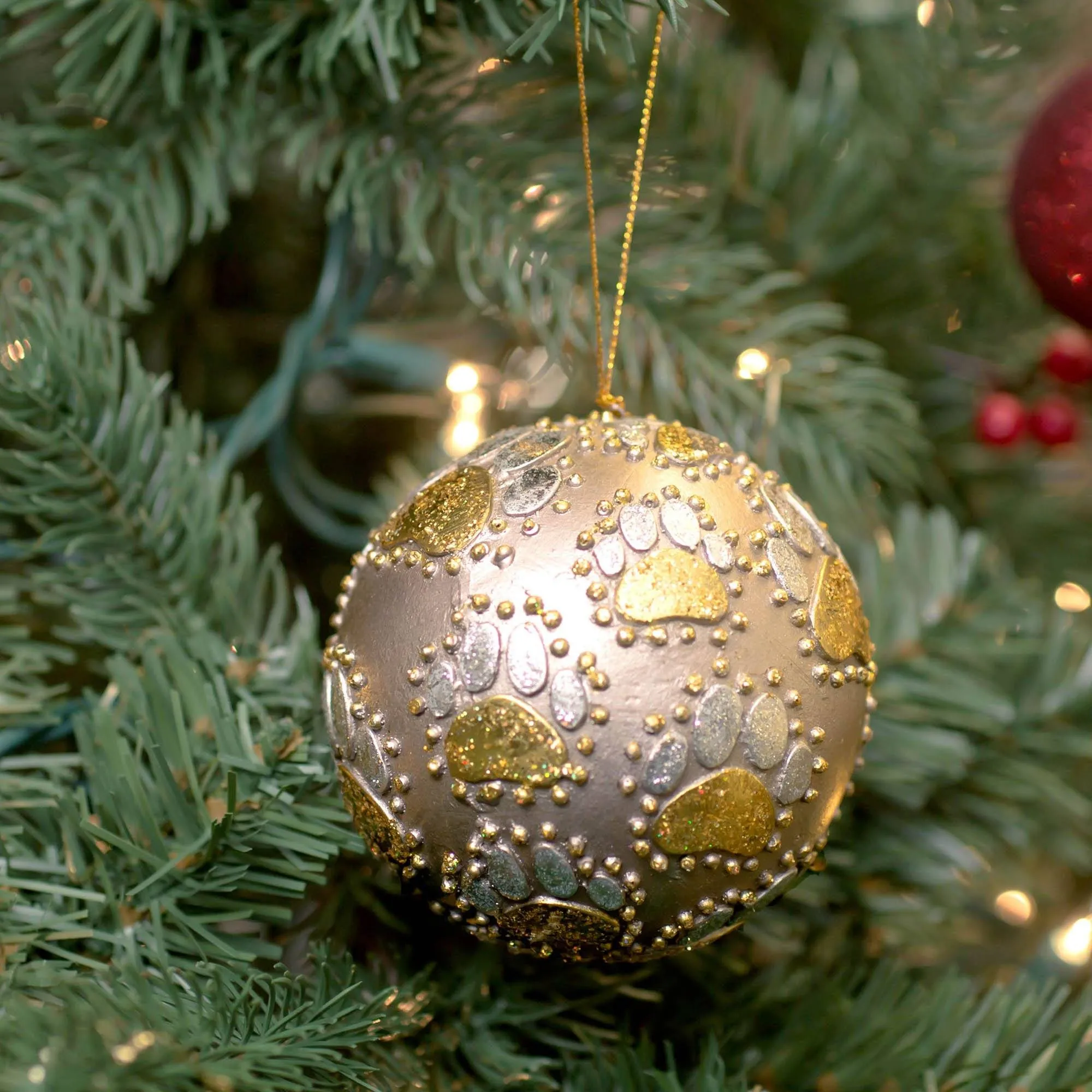 Beaded Paw Ball Ornament | Fair Trade