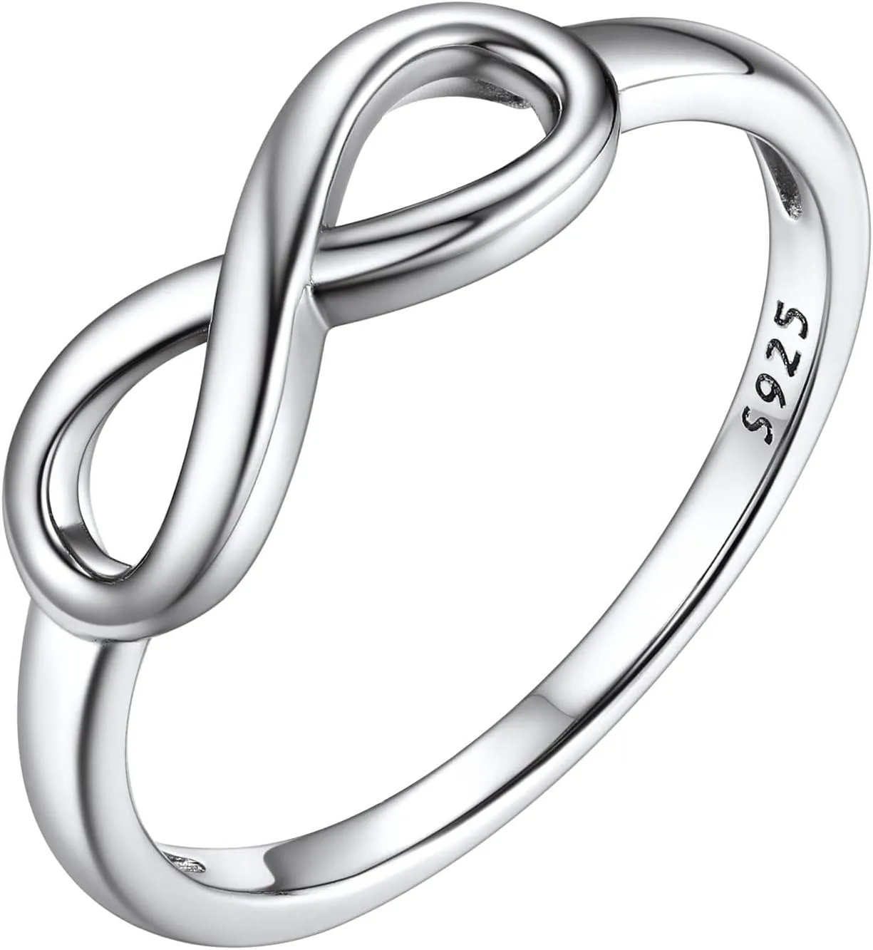 Bestyle Simple S925 Sterling Silver Infinity Rings Cubic Zirconia Rings, Nice Cute BFF Friendship Rings, Dainty Eternity Promise Wedding Bands Perfect Every Day Ring, Size 4-12, Words Engavable