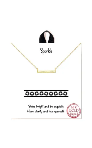 BJNA396GD Gold "Sparkle " Pave CZ Bar Necklace