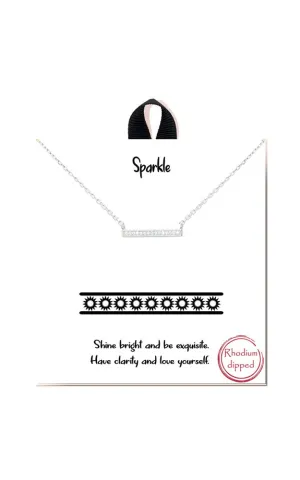 BJNA396RH Rhodium "Sparkle " Pave CZ Bar Necklace