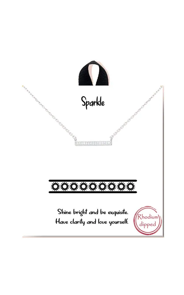 BJNA396RH Rhodium "Sparkle " Pave CZ Bar Necklace