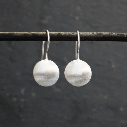 Brushed Circle Drop Earrings