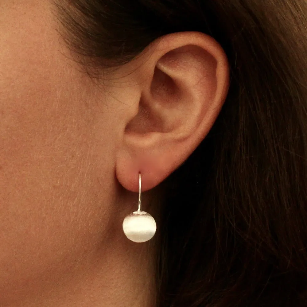 Brushed Circle Drop Earrings