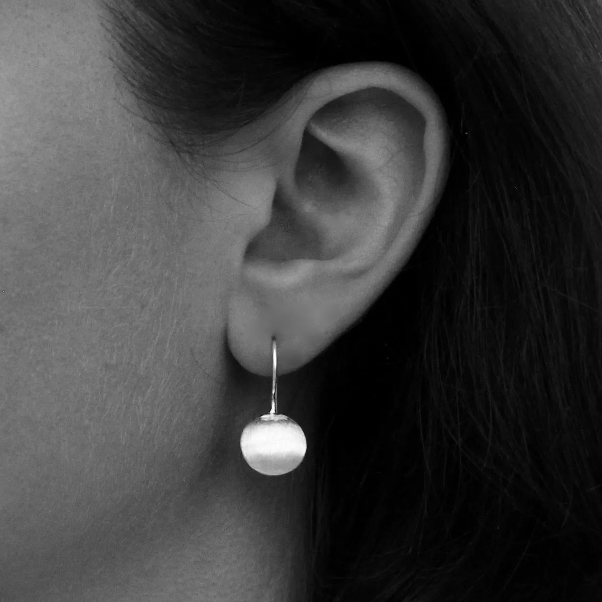 Brushed Circle Drop Earrings