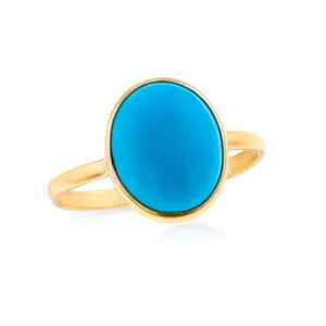 Cabachon Turquoise Bezel Set Ring with Matte Finish