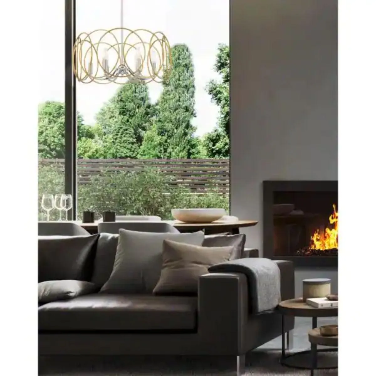 Chassell 32 in. 8 Lights Pendant Light Gold & Polished Nickel Finish