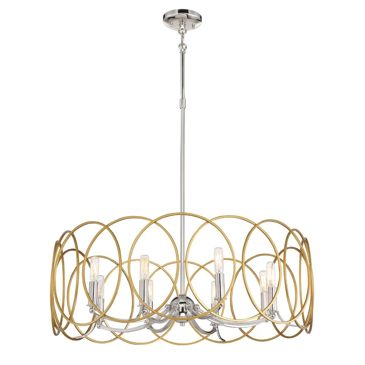 Chassell 32 in. 8 Lights Pendant Light Gold & Polished Nickel Finish