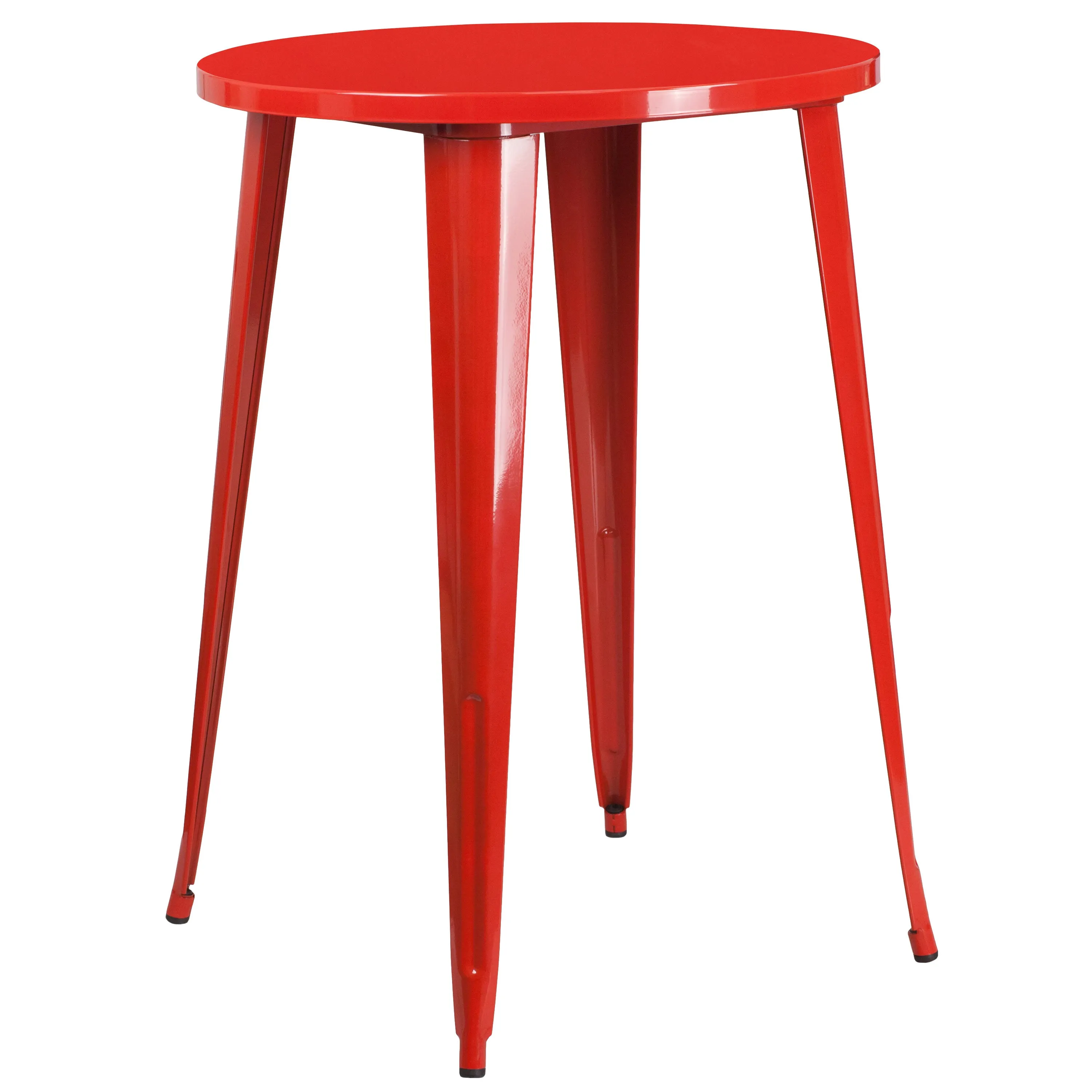 Commercial Grade 30" Round Metal Indoor-Outdoor Bar Table Set with 4 Square Seat Backless Stools
