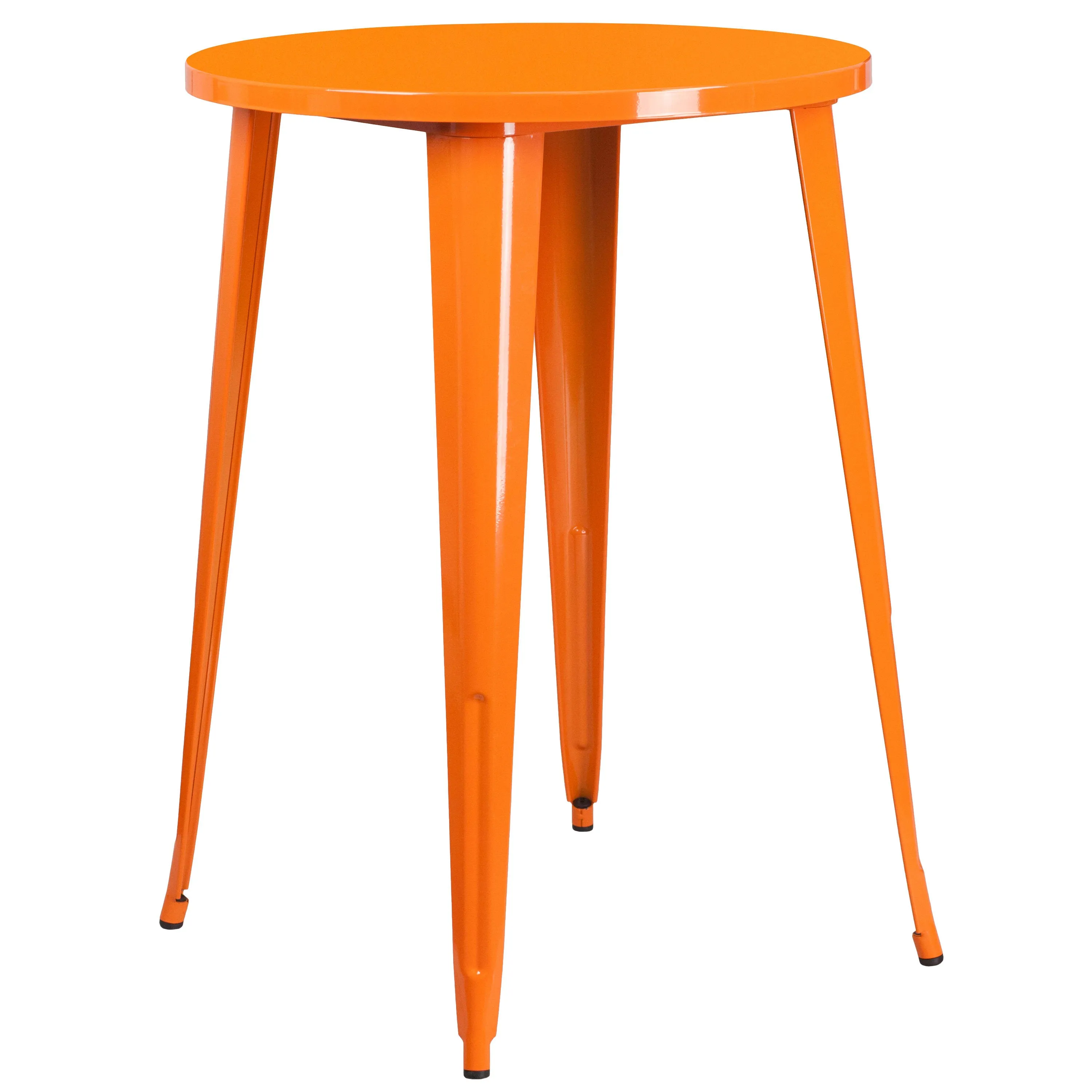 Commercial Grade 30" Round Metal Indoor-Outdoor Bar Table Set with 4 Square Seat Backless Stools