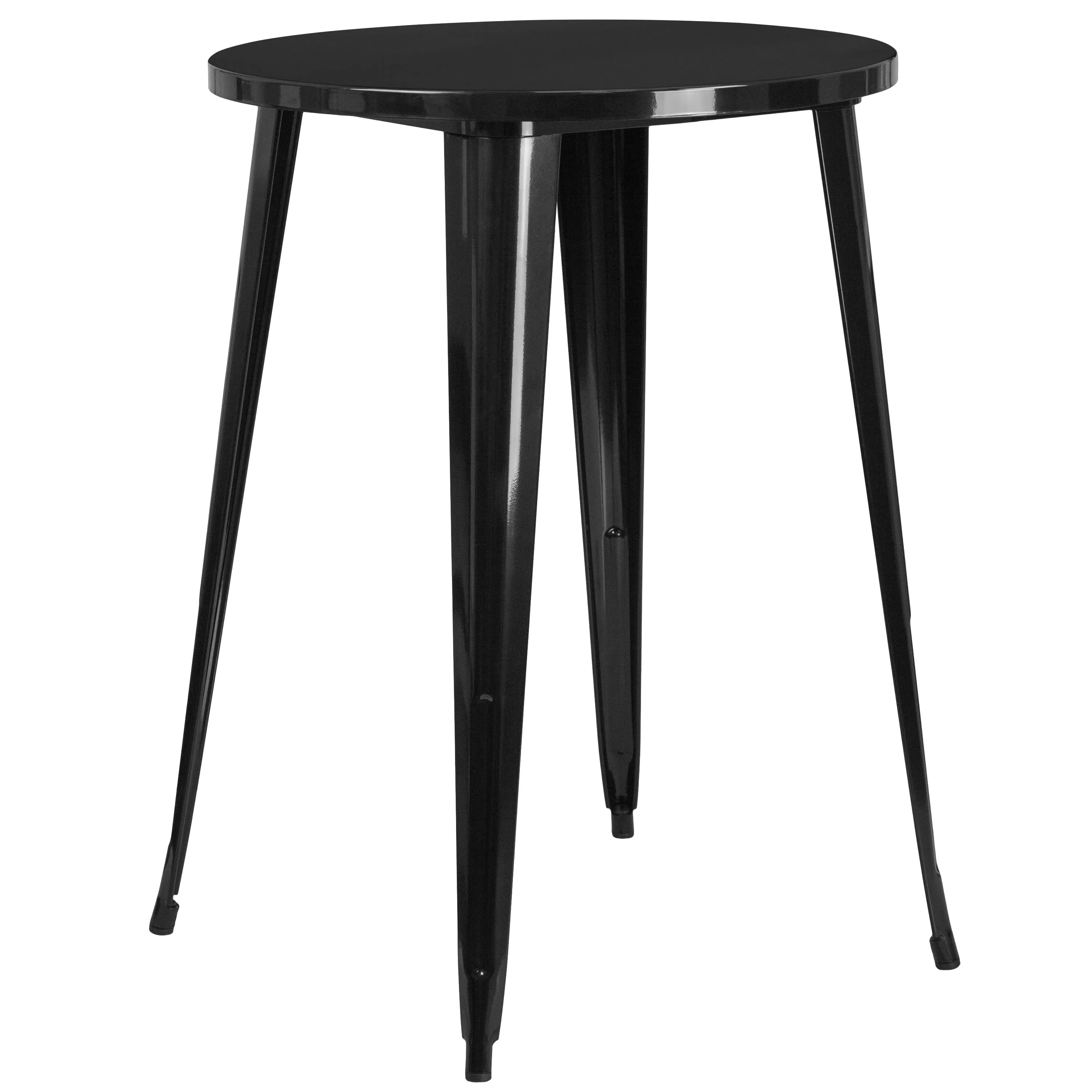 Commercial Grade 30" Round Metal Indoor-Outdoor Bar Table Set with 4 Square Seat Backless Stools