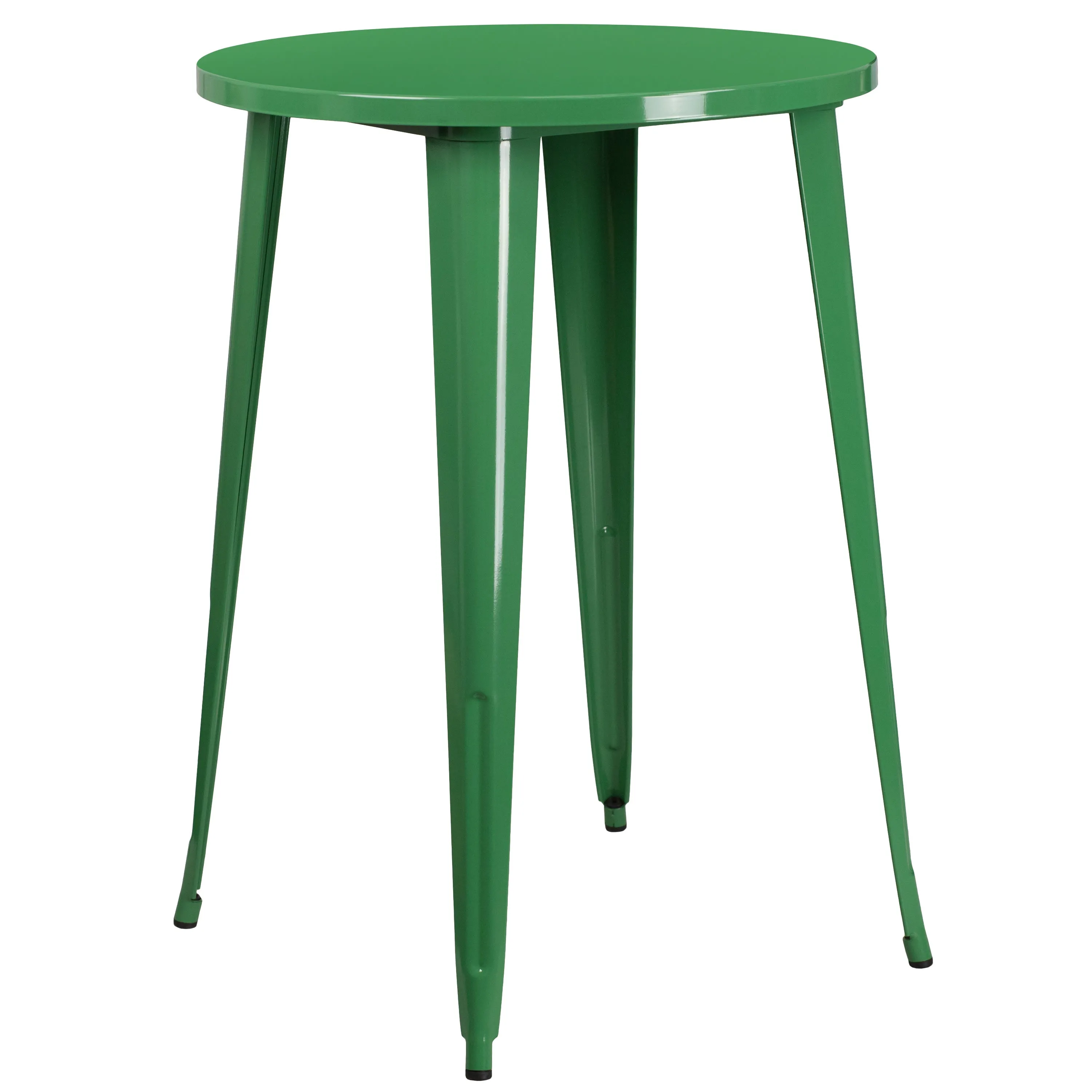 Commercial Grade 30" Round Metal Indoor-Outdoor Bar Table Set with 4 Square Seat Backless Stools