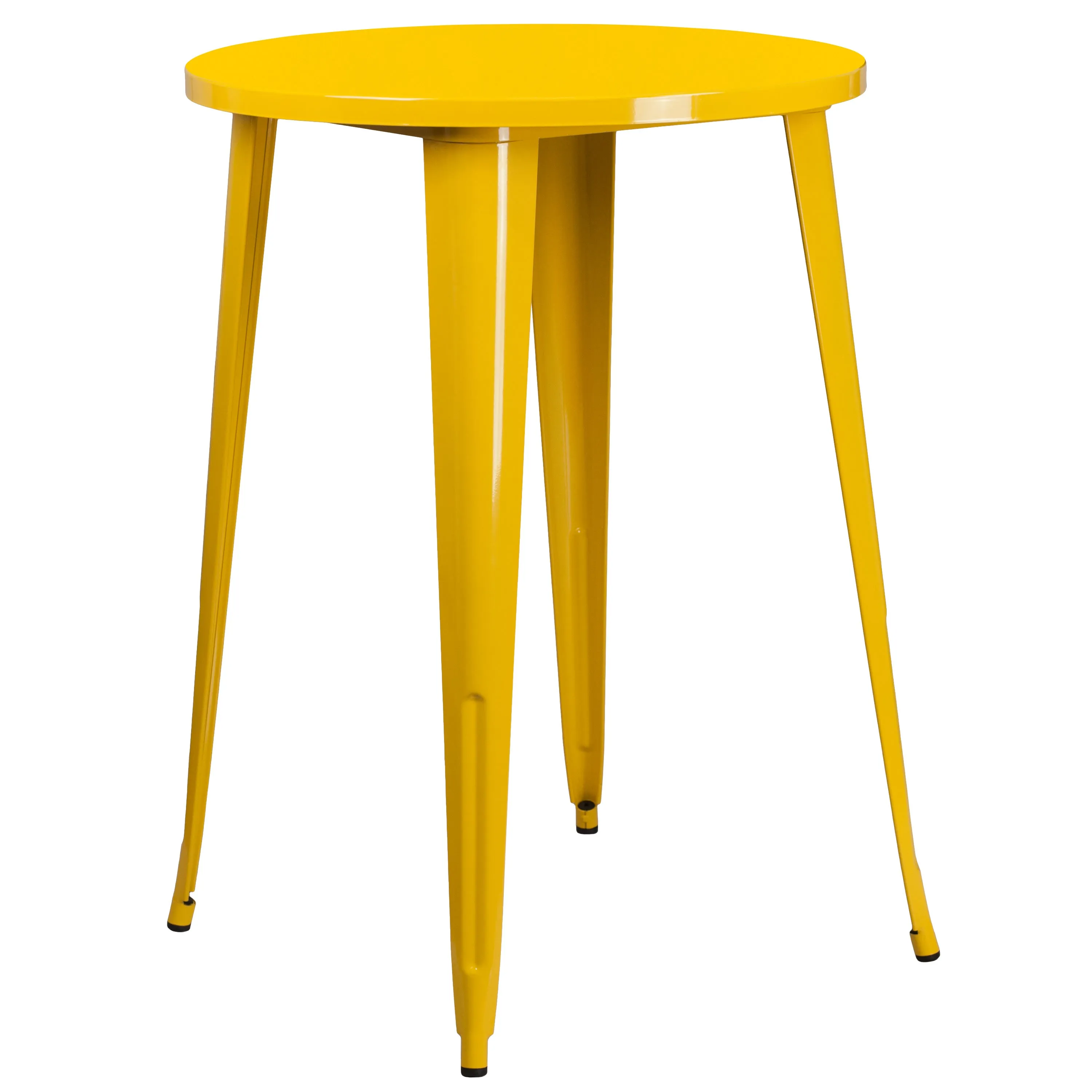 Commercial Grade 30" Round Metal Indoor-Outdoor Bar Table Set with 4 Square Seat Backless Stools