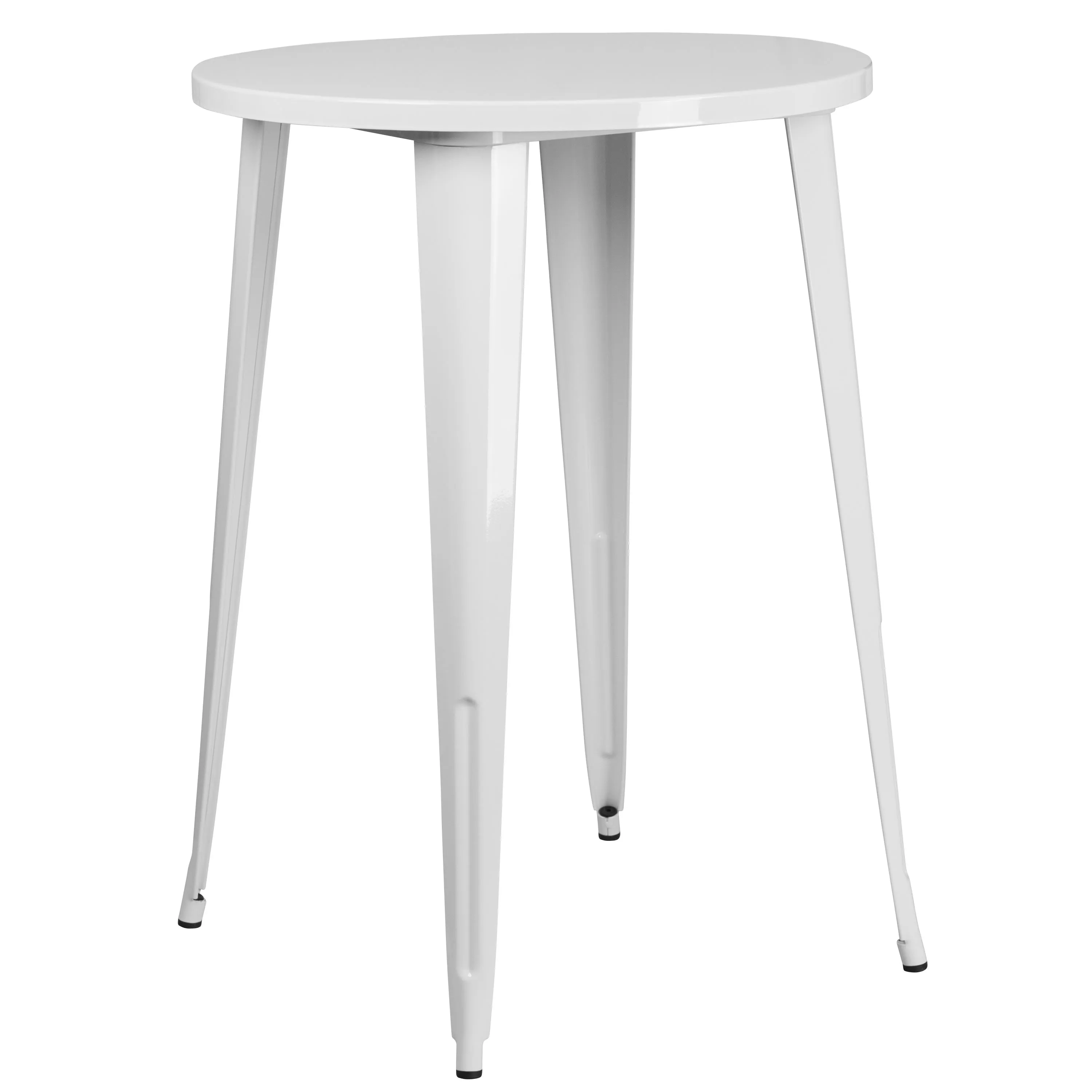 Commercial Grade 30" Round Metal Indoor-Outdoor Bar Table Set with 4 Square Seat Backless Stools
