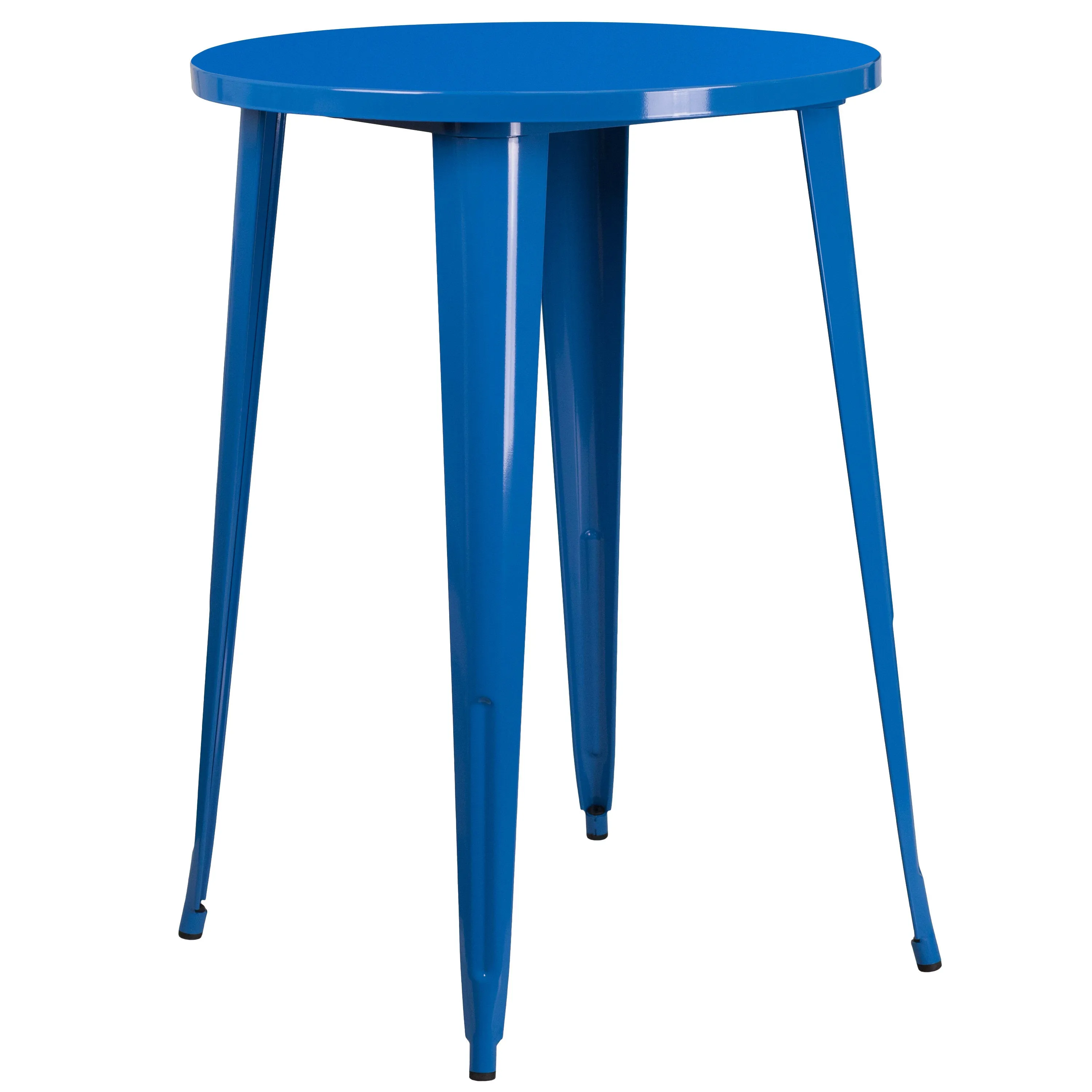 Commercial Grade 30" Round Metal Indoor-Outdoor Bar Table Set with 4 Square Seat Backless Stools