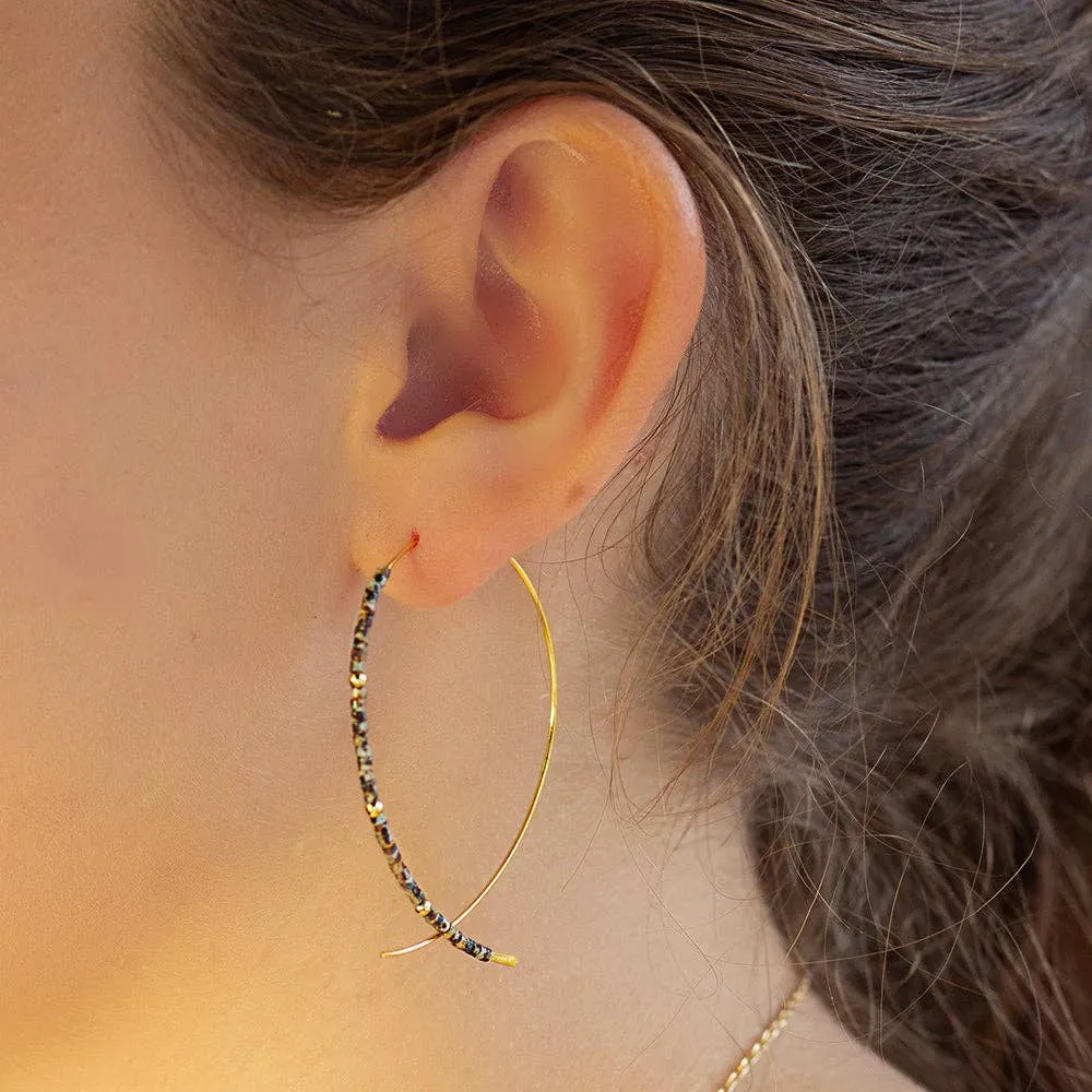 Confetti Earrings-Tortoise | Threader Hoop Earrings