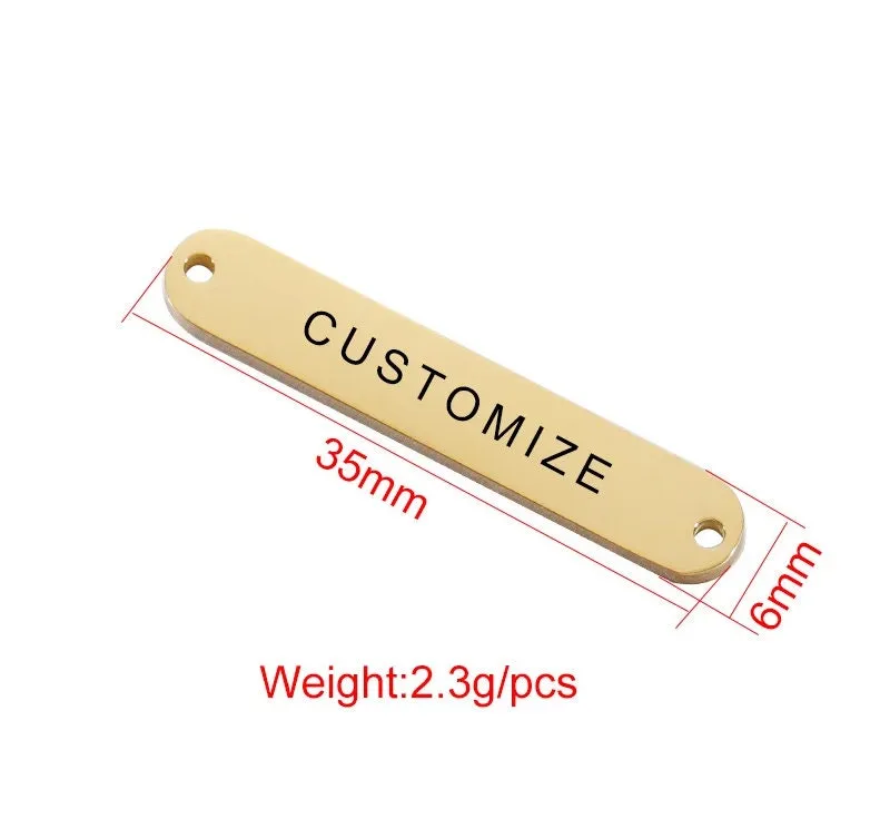 Custom Connector Charms, Personalized Black Silver Gold Rose Gold Rectangle Connector Charm, Laser Engraved, DIY Centerpiece Bar Jewelry