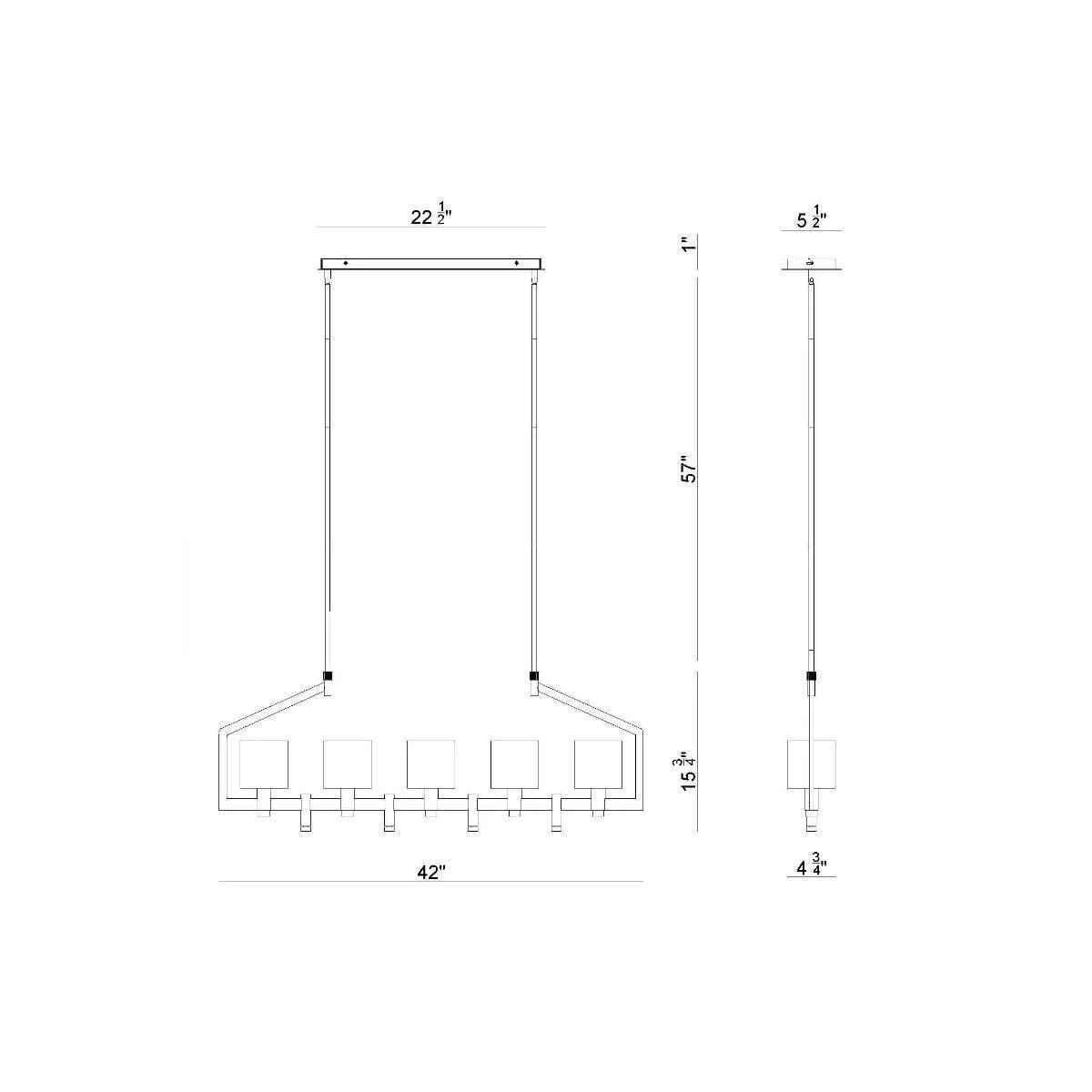 Decato 5 Lights 42 in. Chandelier Gold Finish