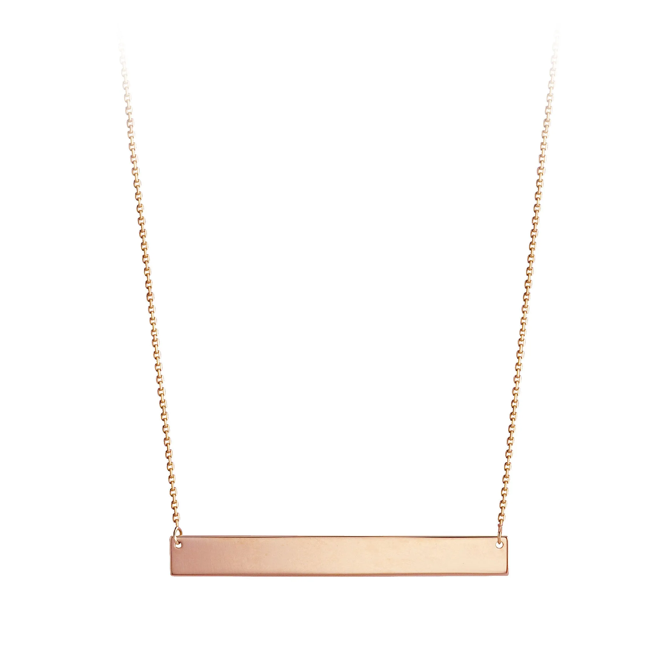 Engravable Bar- 10k Gold Bar Necklace