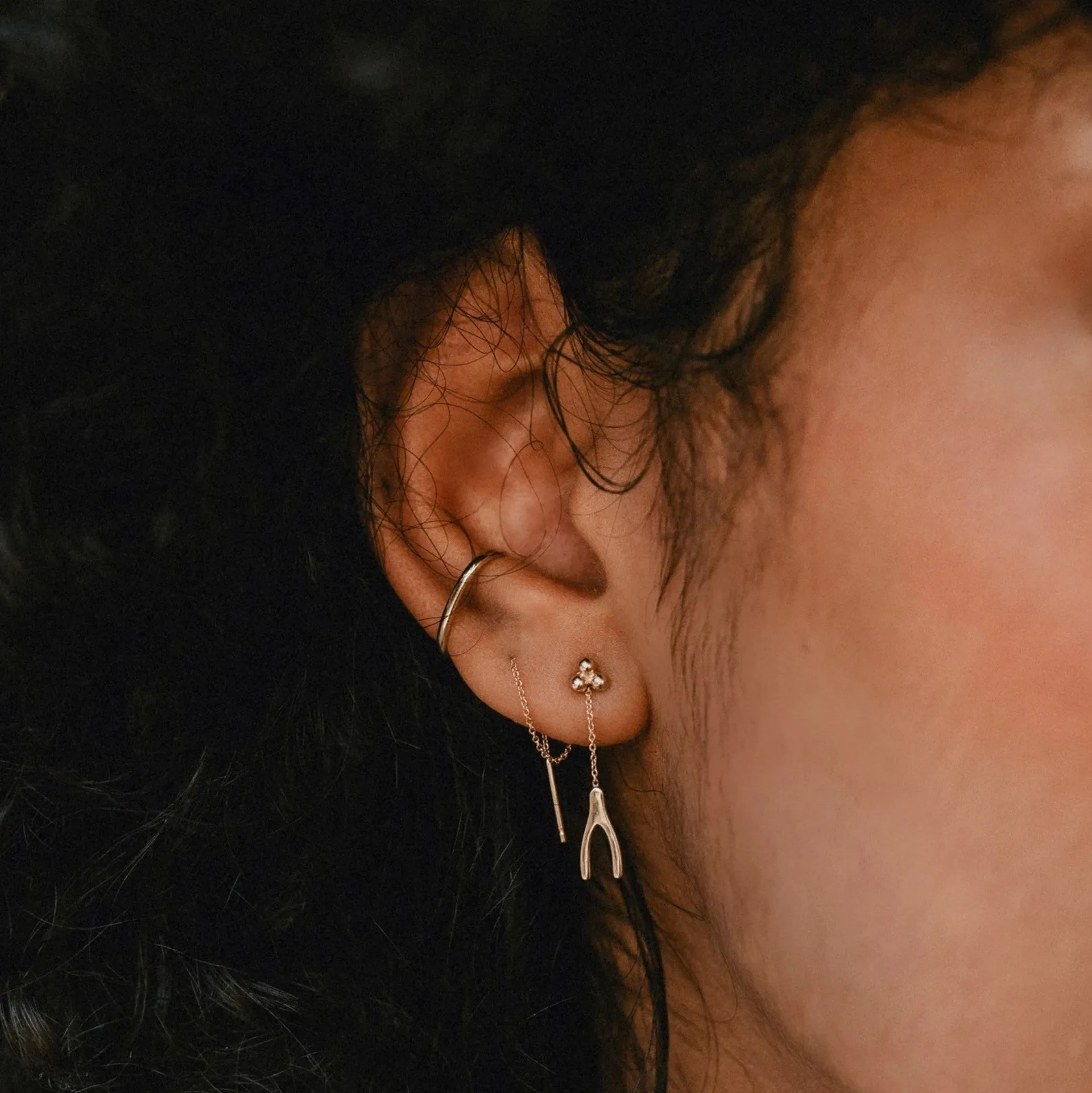 Everyday Wishbone Threader (14K Gold)