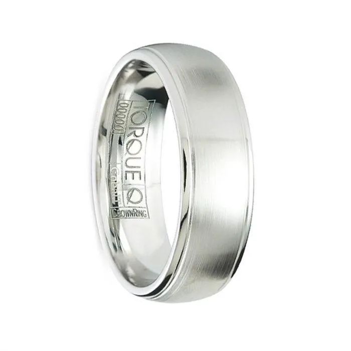 FABRE Brushed Cobalt Men’s Wedding Ring with Polished Beveled Edges - 7mm