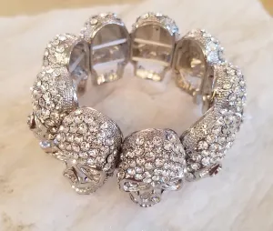 Flexible Austrian Crystals Skull Head Bracelet