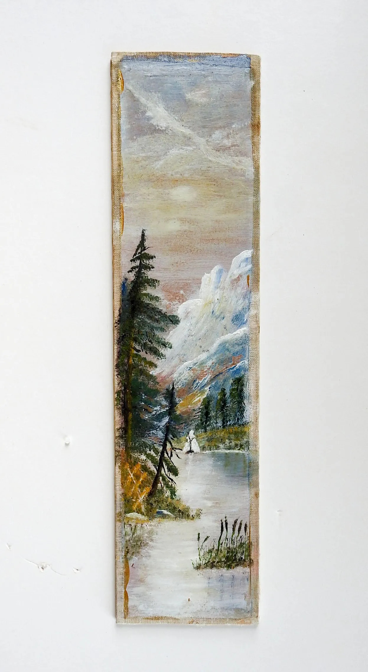 Folk Art Landscape Long Format Painting