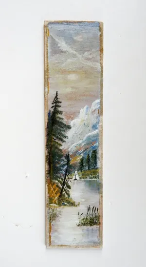 Folk Art Landscape Long Format Painting