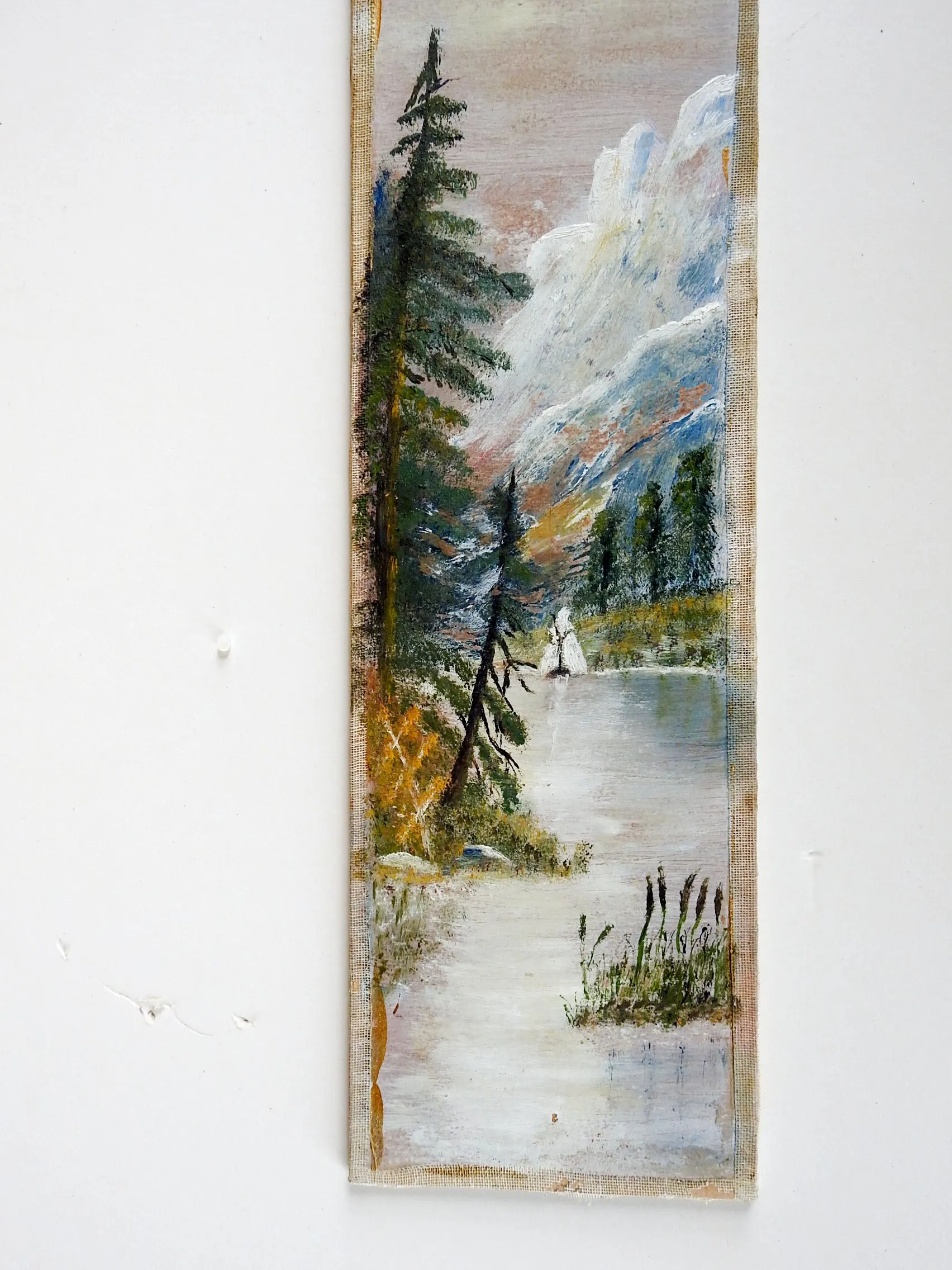 Folk Art Landscape Long Format Painting