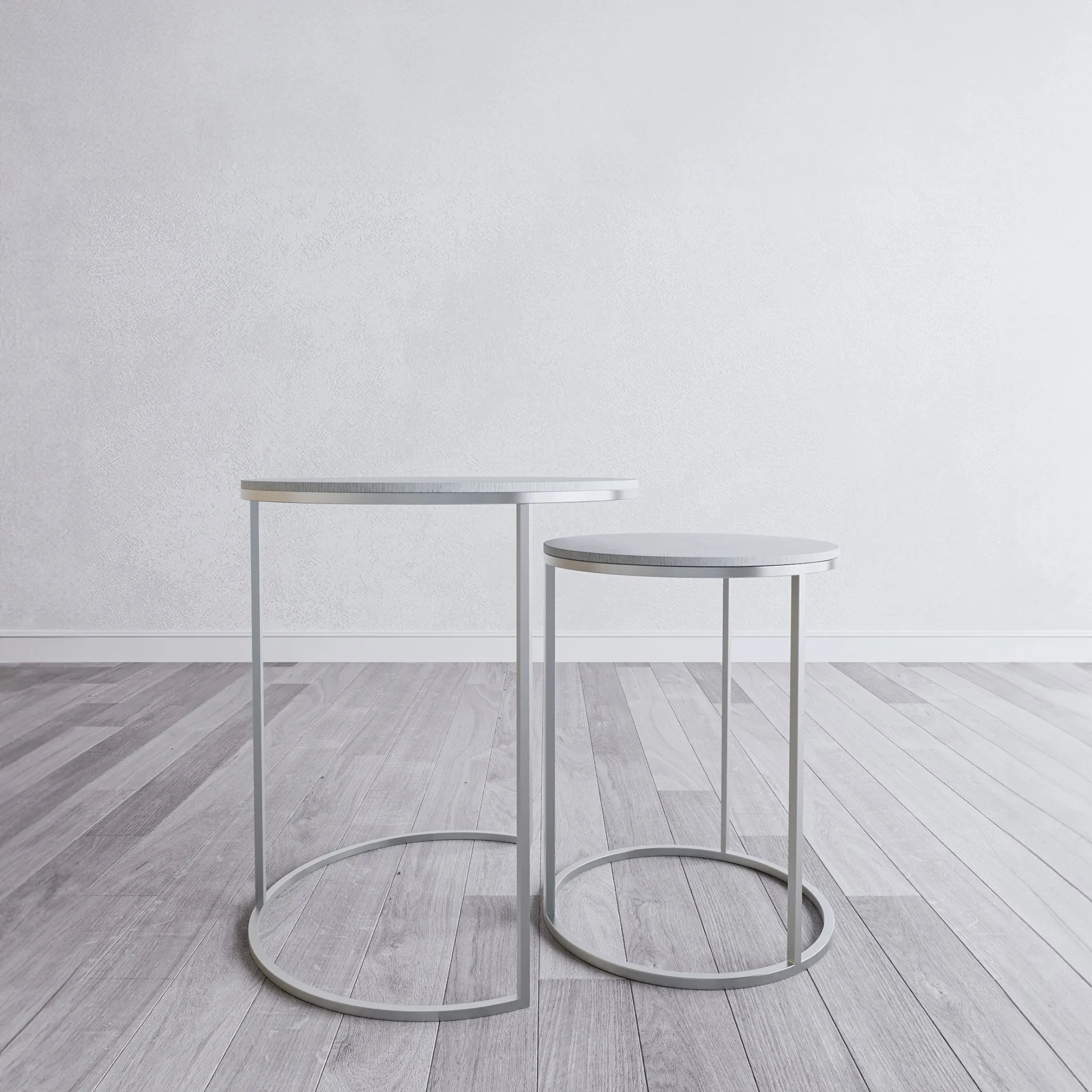 GALLO SILVER WHITE NESTING END TABLES