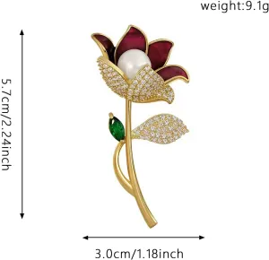 GBAHFY Daisy Jewelry Women Rose Flower Pearl Brooch Pin Rhinestone Rose Gold Brooches Birthday Gift