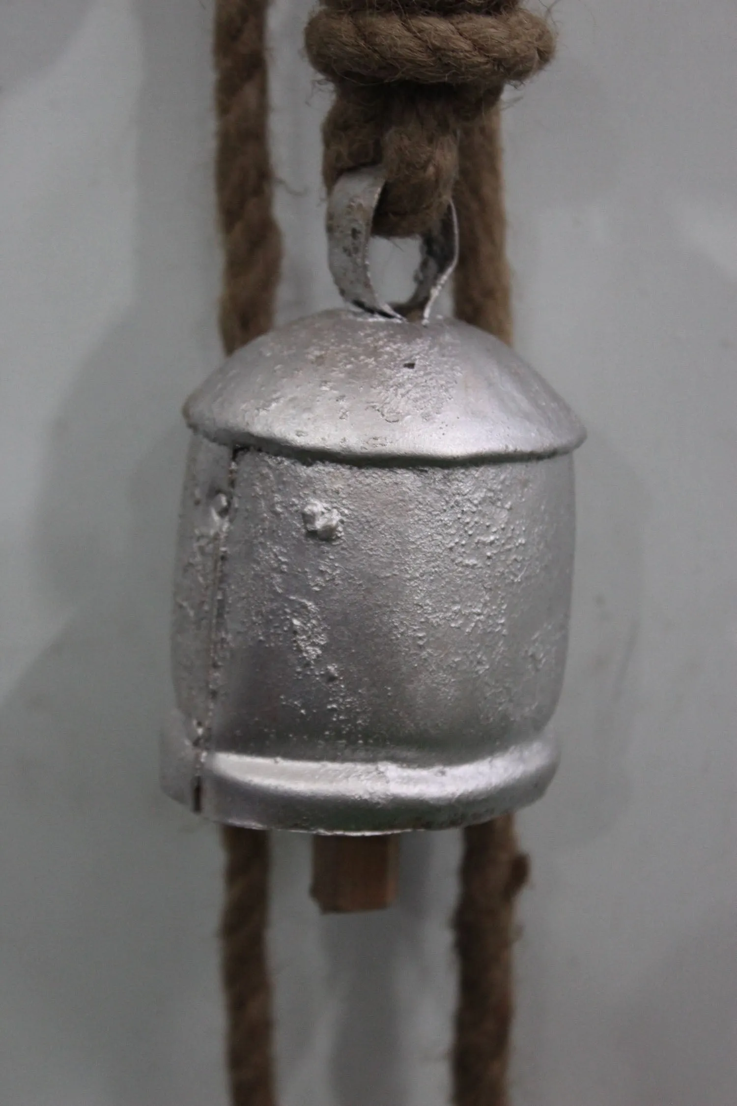 Gold , Silver , Copper and Bronze Color Iron Tin Cow Bells Hanging Chime Rustic Rope Indian Metal Crafts